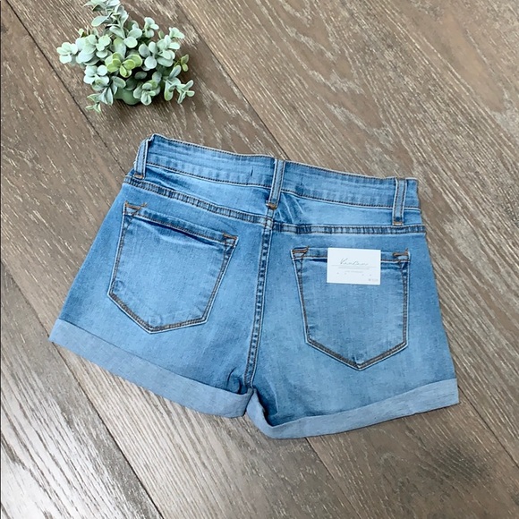 LAST 3❗️ Light Wash Blue Denim Fixed Cuff Shorts - Picture 2 of 4